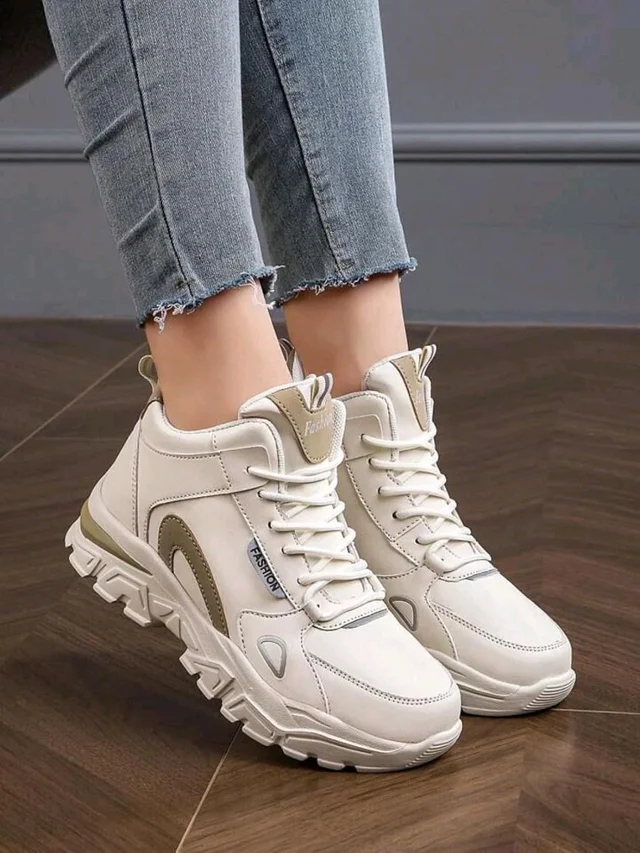 Women Off White Sneakers Stylish & Comfortable - White, IND-5