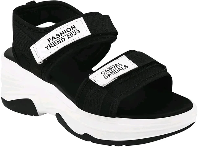 Lightweight Comfortable Daily Wear & Trendy Flatforms Pink Sandals for Girls
- Black, IND-6