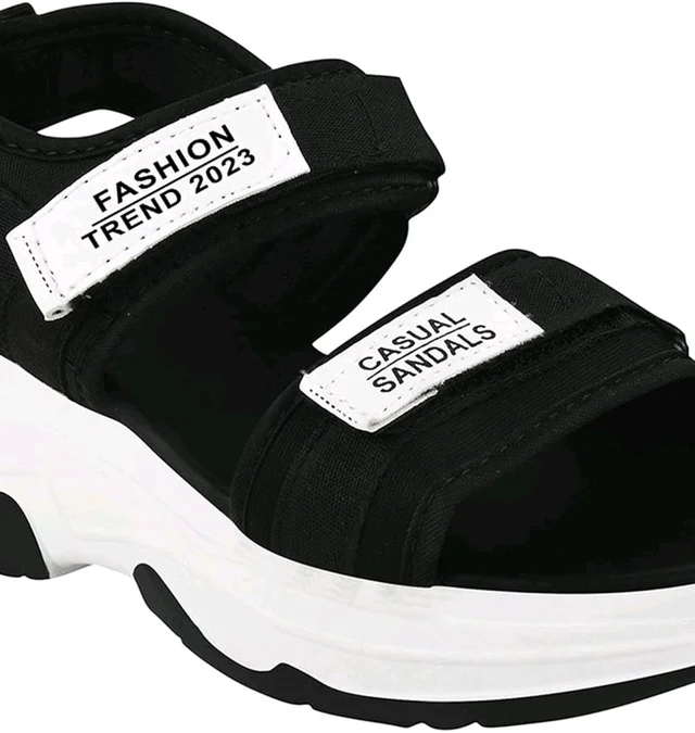 Lightweight Comfortable Daily Wear & Trendy Flatforms Pink Sandals for Girls
- Black, IND-7