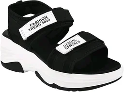 Lightweight Comfortable Daily Wear & Trendy Flatforms Pink Sandals for Girls
- Black, IND-8