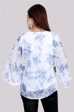 Casual Flared Sleeves Printed Women Green Top - Spindle, XXL