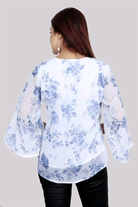 Casual Flared Sleeves Printed Women Green Top - Spindle, XXL