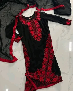 Black Elegant Heavy Faux Georgette Embroidered Top with Plazzo & Dupatta – Fully Stitched, Comfortable Fit
- Black, L