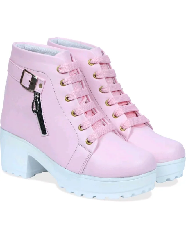 Women Stylish Ladies casual Boots for Girls (R-Boot-004-P-10) Boots For Women (Pink, 10) - French Lilac, IND-5