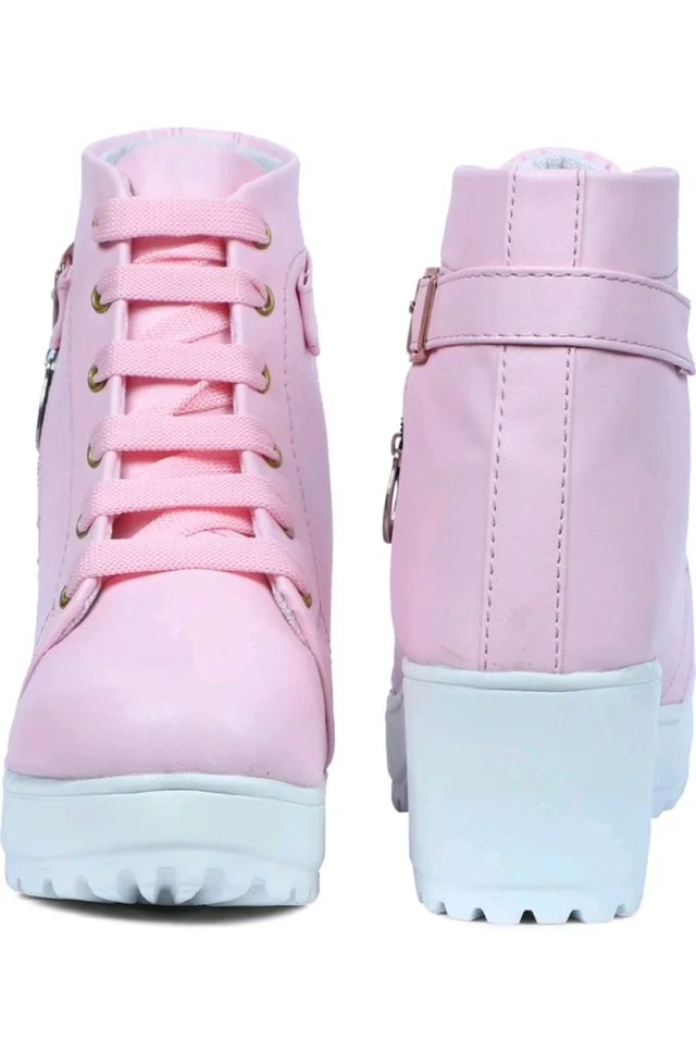 Women Stylish Ladies casual Boots for Girls (R-Boot-004-P-10) Boots For Women (Pink, 10) - French Lilac, IND-5