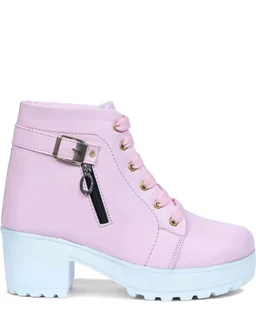 Women Stylish Ladies casual Boots for Girls (R-Boot-004-P-10) Boots For Women (Pink, 10) - French Lilac, IND-6