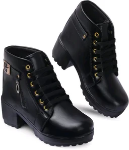 Women Stylish Ladies casual Boots for Girls (R-Boot-004-P-10) Boots For Women (Pink, 10) - Black, IND-4