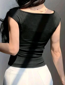 Korean Deep Neck Ribbon_White - L, Black