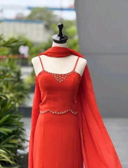 Lavender Flare Fish cut lehnga - XL, Red