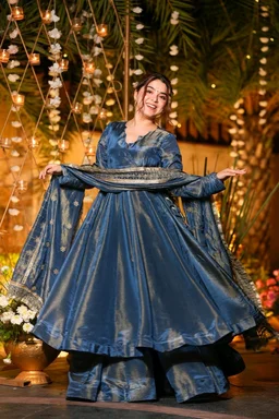 Starfall Blue Wedding Wear Anarkali Suit Set - XXL, Azure