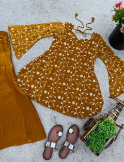 Fandy Silk Top Palazzo set - L, Cinnamon