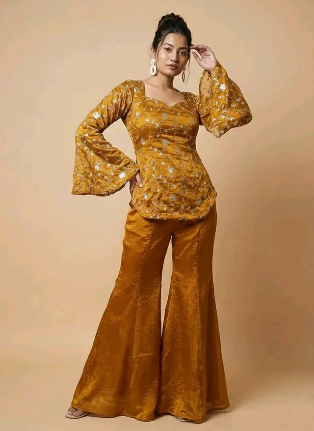 Fandy Silk Top Palazzo set - XL, Cinnamon