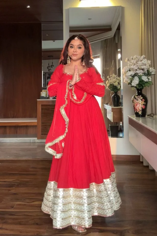 Padmavati Anarkali Set - L, Red