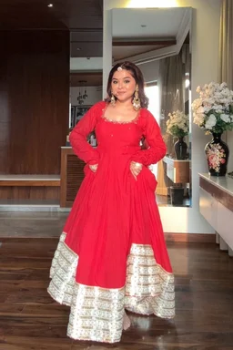 Padmavati Anarkali Set - L, Red