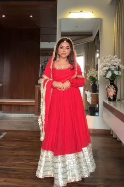 Padmavati Anarkali Set - M, Red