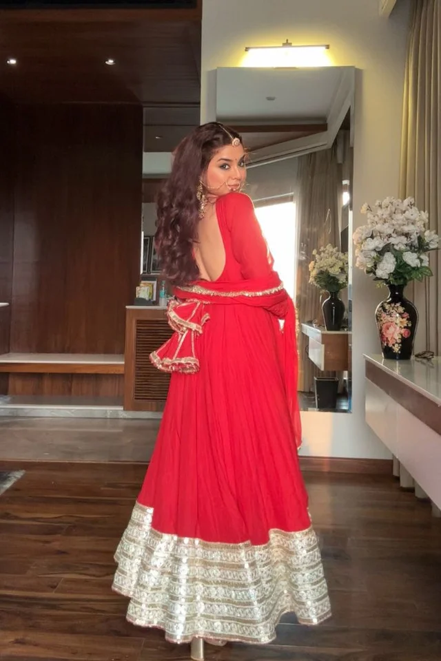 Padmavati Anarkali Set - M, Red