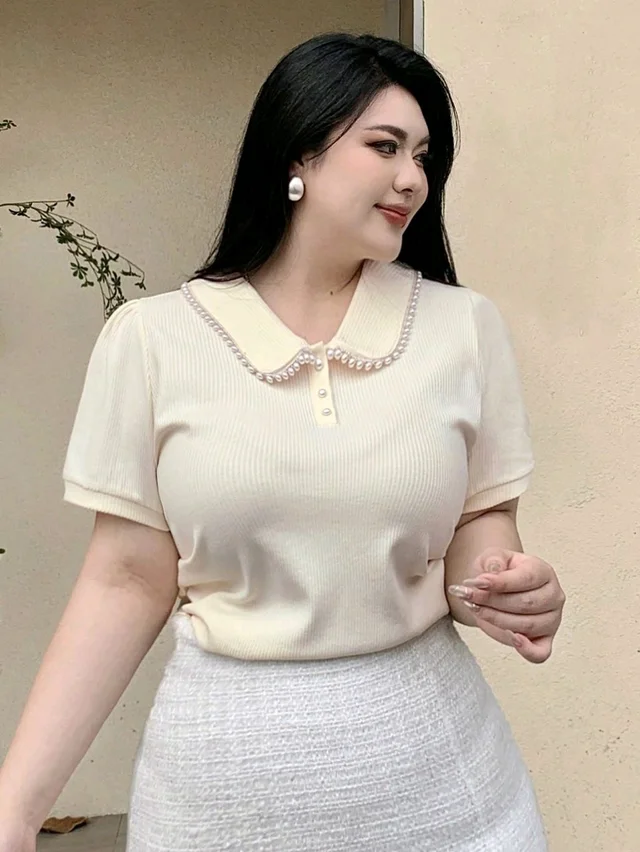 Korean Style Cream Color With Designer Collar Style For Beautiful Women | Casual Wear | Party Wear - M, ECRU WHITE