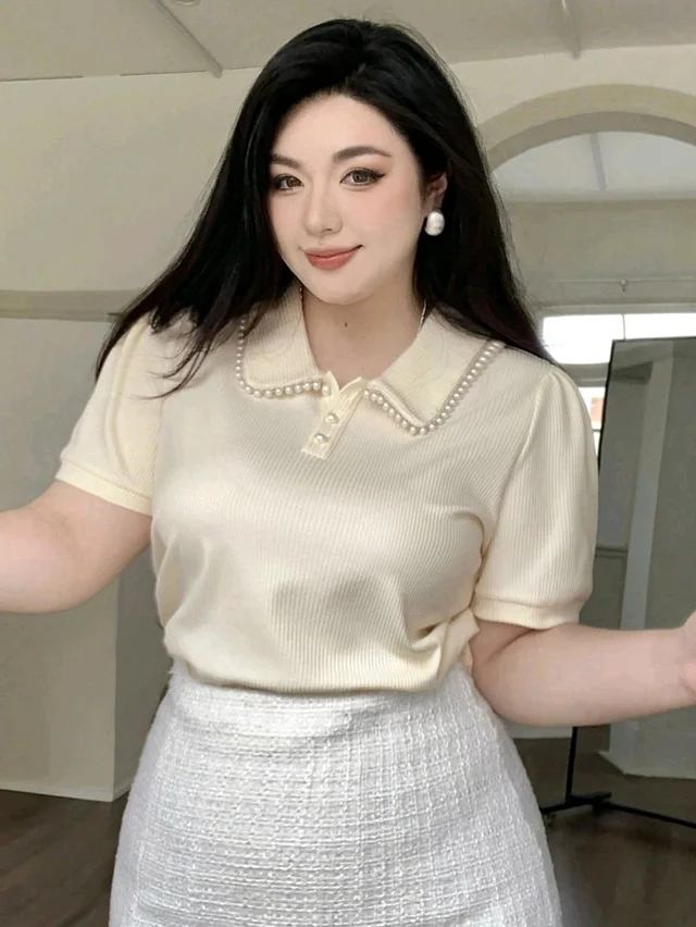 Korean Style Cream Color With Designer Collar Style For Beautiful Women | Casual Wear | Party Wear - L, ECRU WHITE