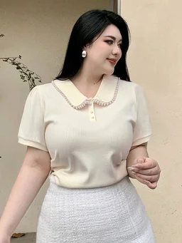 Korean Style Cream Color With Designer Collar Style For Beautiful Women | Casual Wear | Party Wear - L, ECRU WHITE