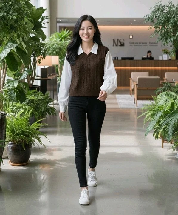 Women's Collar Long Sleeve Shirt Ribbed Knit 2 in 1 Blouse Crop Top - S, Brown