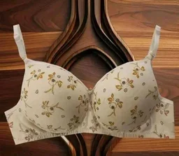 Women's Light Padded Soft Cotton Print Bra | Non-Wired Comfort Fit | Adjustable Straps | Back Closure Everyday - 40B Size (Pack of -1 Bra) White - 30A