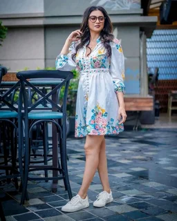 Western Dress for Women| Floral Printed Full Sleeve Rayon Blend Western Dress for Women | Round Neck A-Line Dress for Women(White Pack of 1) - S, White