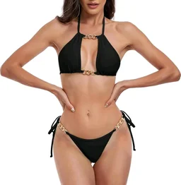 Square Neck Bra with Brazilian Drawstring Bikini Swimsuit Sets
- XL, Black