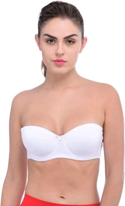Women's Poly Cotton Padded Wired Push-Up Bra Stylish Backless Transparent Strap T-Shirt's Bra - 34A, White