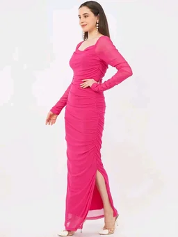 Women Sheath Maxi Dress - XL, Cerise Red