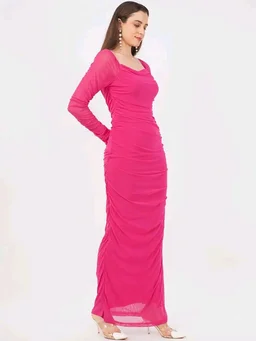 Women Sheath Maxi Dress - XL, Cerise Red