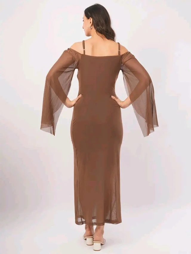 Women Shoulder Straps
Slit Sleeve Applique Net Maxi Dress - S, Spicy Mix