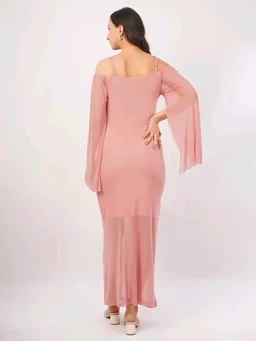 Women Shoulder Straps
Slit Sleeve Applique Net Maxi Dress - S, Shilo