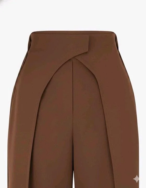 Women Loose Fit Beige Lycra Blend Trousers
- L, Brown