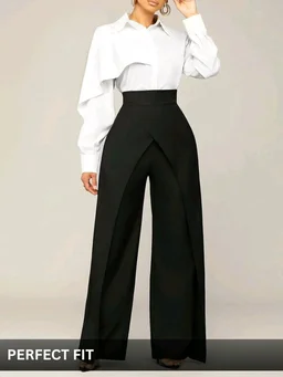 Women Loose Fit Beige Lycra Blend Trousers
- L, Black