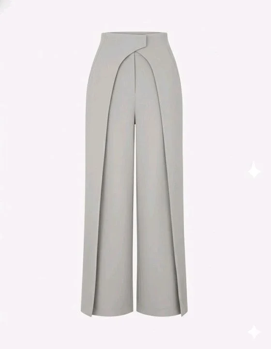 Women Loose Fit Beige Lycra Blend Trousers
- M, Light Grey