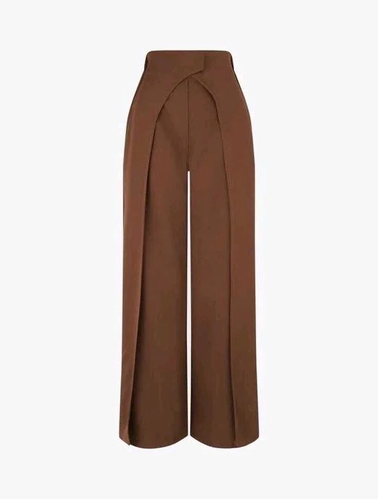 Women Loose Fit Beige Lycra Blend Trousers
- S, Brown