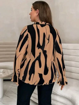 HouseOfCommon Casual Dolman Sleeve Printed Women White Top - XXL, Brown