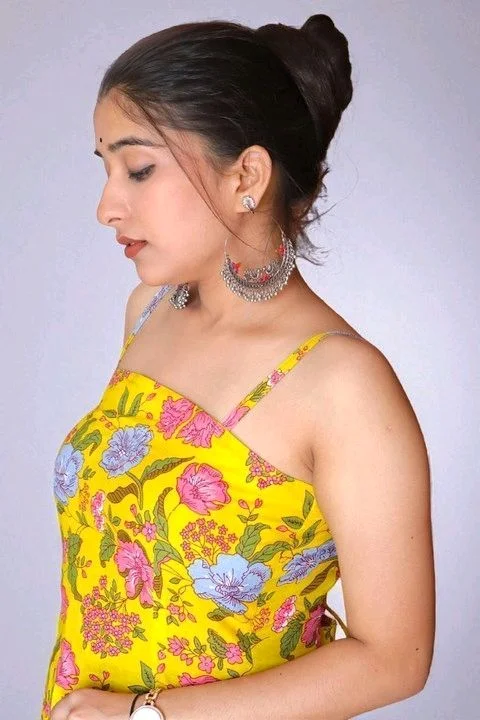 Floral Print Pure Cotton Straight Kurta for Women (Yellow - XL, Lemon