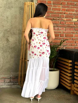 Beautiful Black Bodycon Maxi Dress for Women | Shoulder Strap Sheer Panel Evening Gown | Party & Cocktail Wear - L, Ecru White