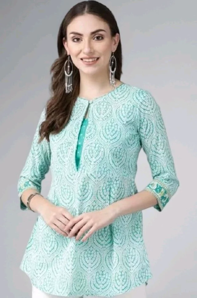 Rain & Rainbow Printed Pure Cotton Straight Kurta for Women (Orange)
- M, Turquoise Blue