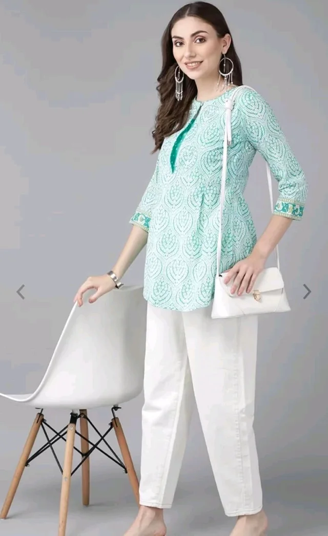 Rain & Rainbow Printed Pure Cotton Straight Kurta for Women (Orange)
- M, Turquoise Blue