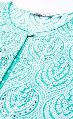 Rain & Rainbow Printed Pure Cotton Straight Kurta for Women (Orange)
- M, Turquoise Blue