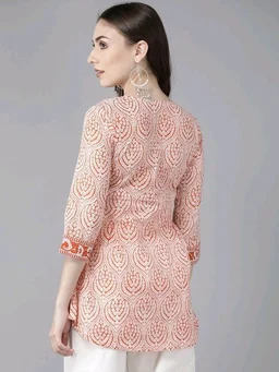 Rain & Rainbow Printed Pure Cotton Straight Kurta for Women (Orange)
- XL, Orange