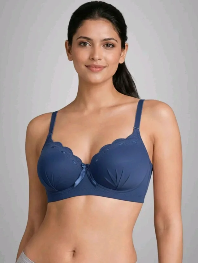 Padded Bra for Girls & Women | 3/4 Coverage Push-Up Bra | Seamless Everyday Bra with Back Closure
- 30A, Blue