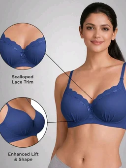 Padded Bra for Girls & Women | 3/4 Coverage Push-Up Bra | Seamless Everyday Bra with Back Closure
- 30A, Blue