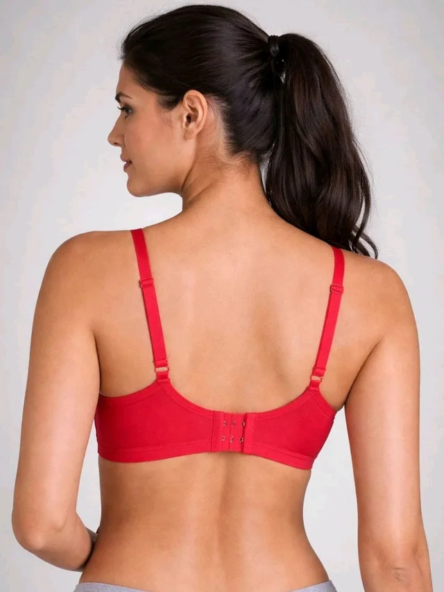 Padded Bra for Girls & Women | 3/4 Coverage Push-Up Bra | Seamless Everyday Bra with Back Closure
- 32A, Red