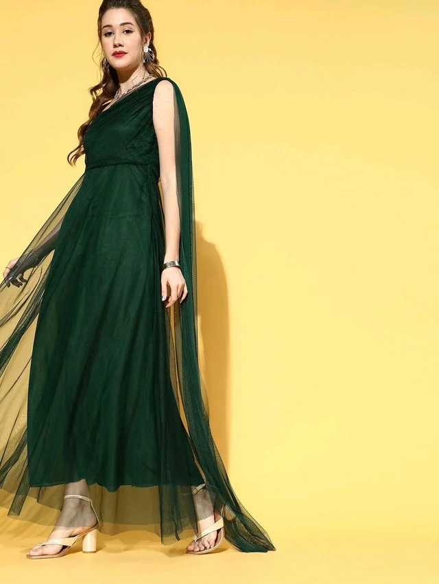 Women Attractive Peach Solid One-Shoulder Dress - L, Celtic