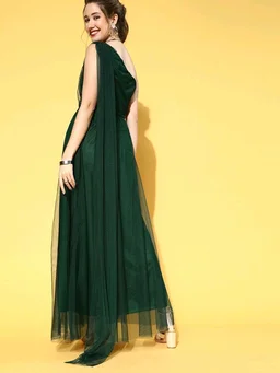 Women Attractive Peach Solid One-Shoulder Dress - L, Celtic