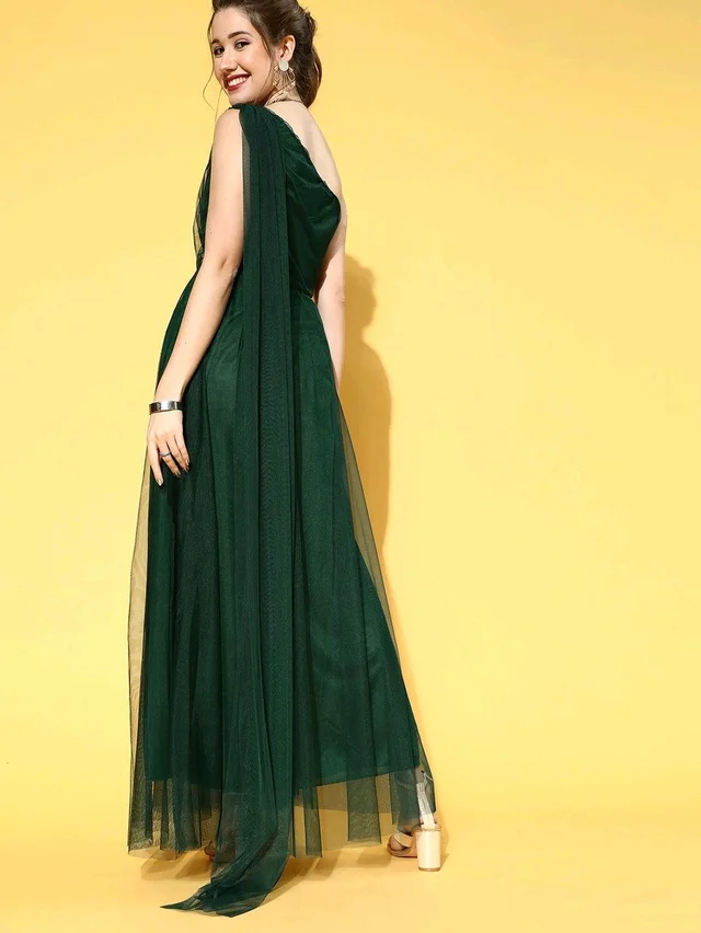 Women Attractive Peach Solid One-Shoulder Dress - L, Celtic