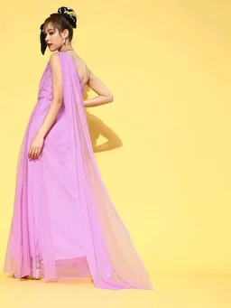 Women Attractive Peach Solid One-Shoulder Dress - XL, French Lilac